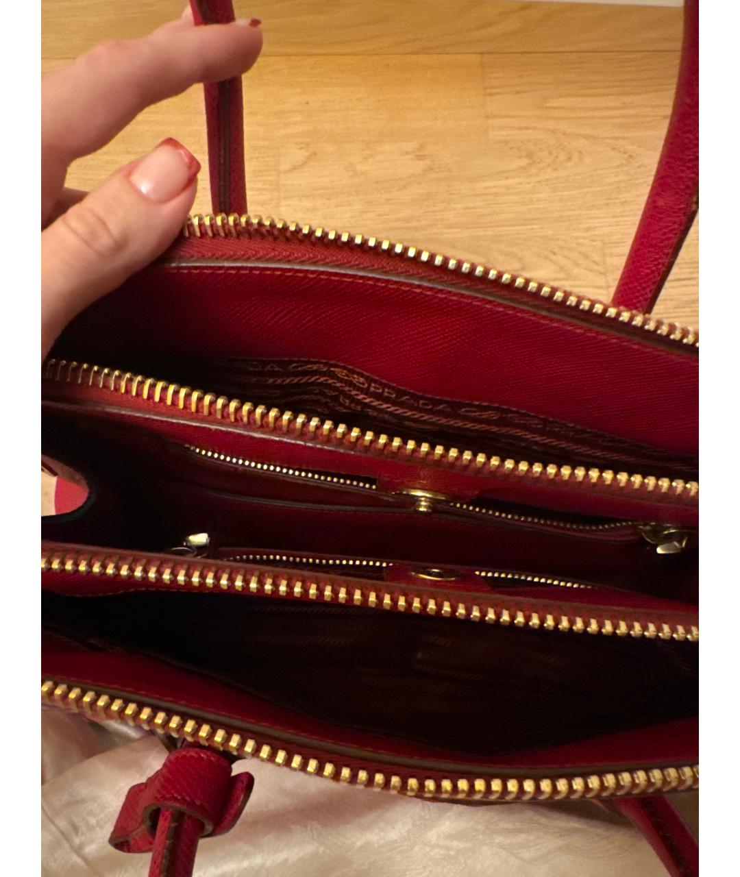 PRADA Красная кожаная сумка тоут, фото 3