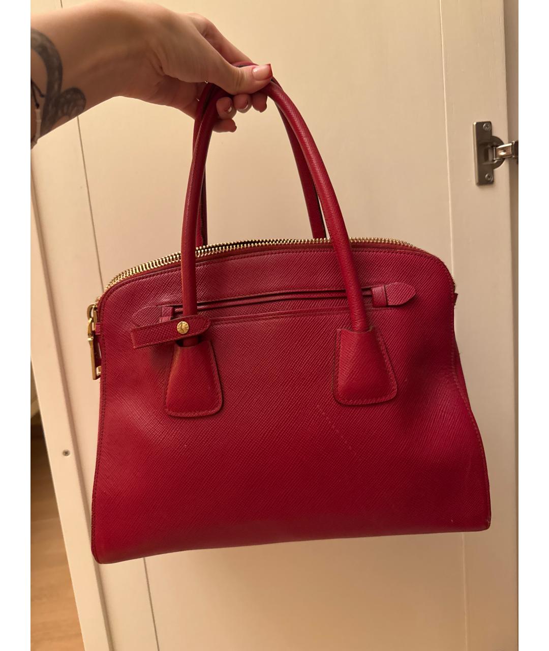 PRADA Красная кожаная сумка тоут, фото 2