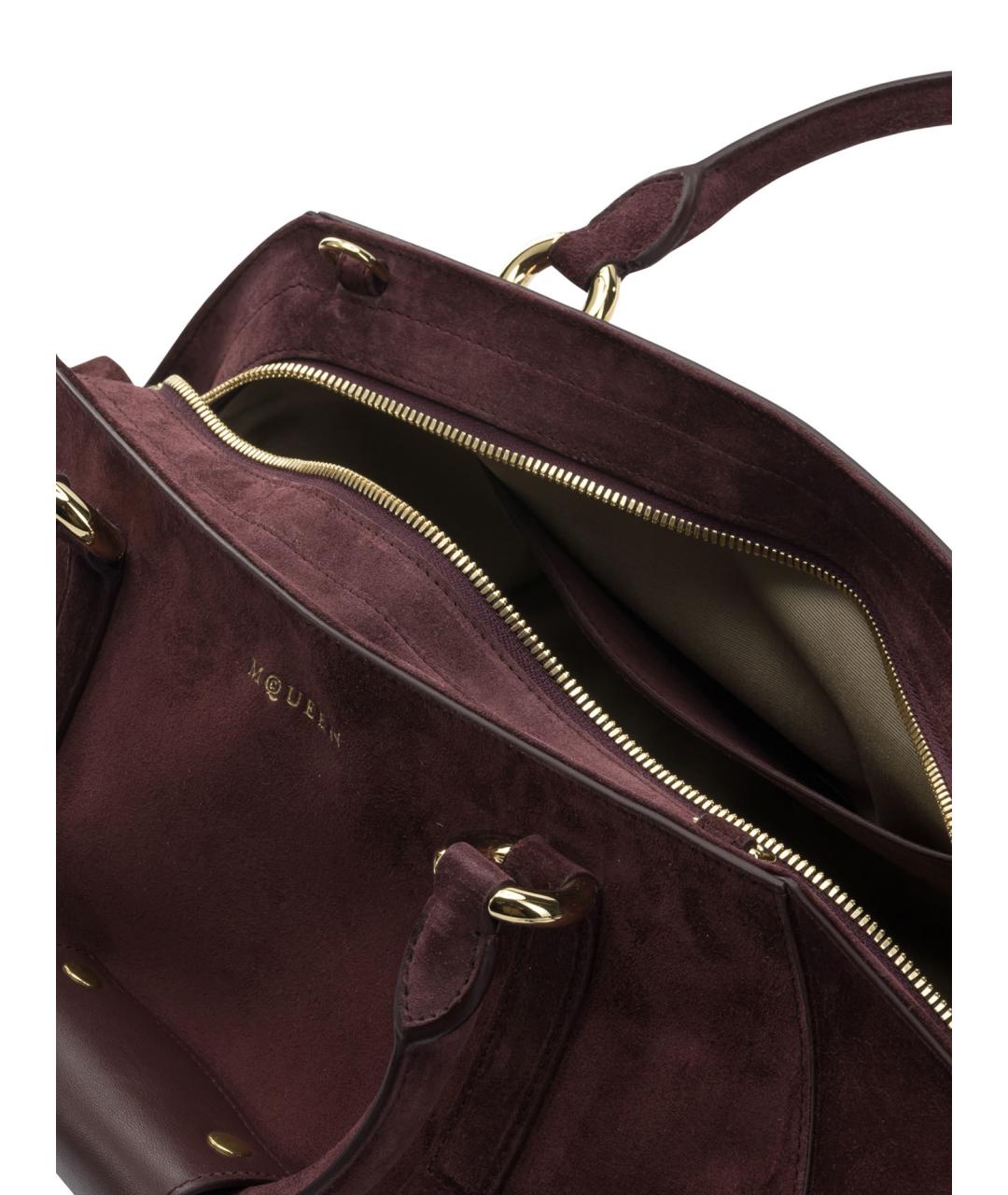 ALEXANDER MCQUEEN Бордовая замшевая сумка с короткими ручками, фото 5