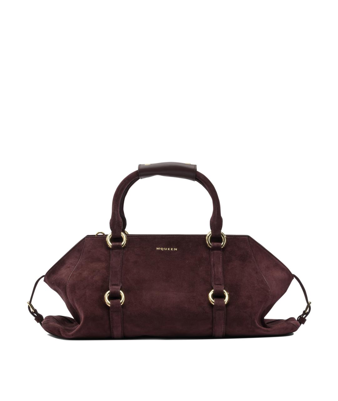 ALEXANDER MCQUEEN Бордовая замшевая сумка с короткими ручками, фото 1