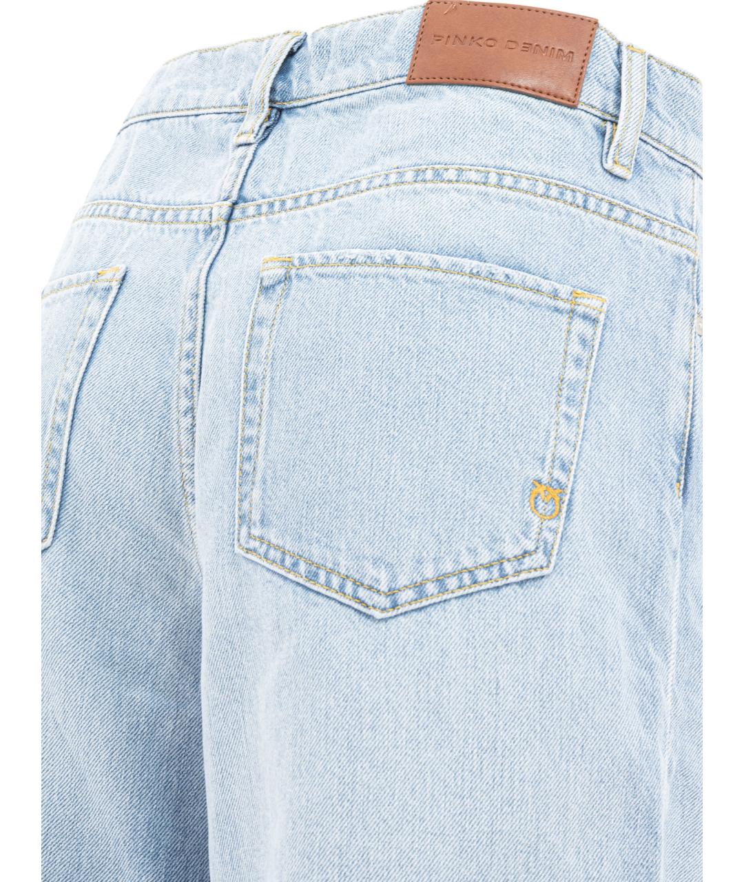 PINKO Голубые хлопковые прямые джинсы, фото 3