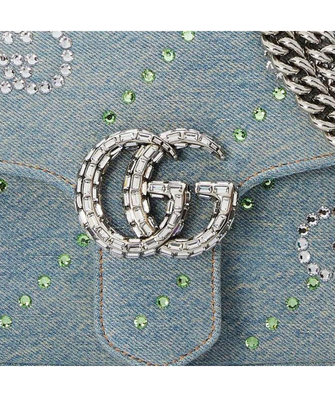 GUCCI Голубая деним сумка через плечо, фото 9