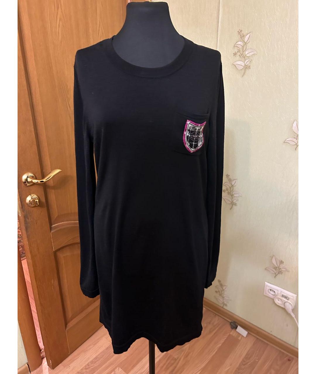 CHANEL Черное шерстяное повседневное платье, фото 8