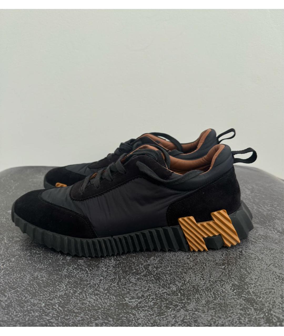 HERMES Черные замшевые низкие кроссовки / кеды, фото 3