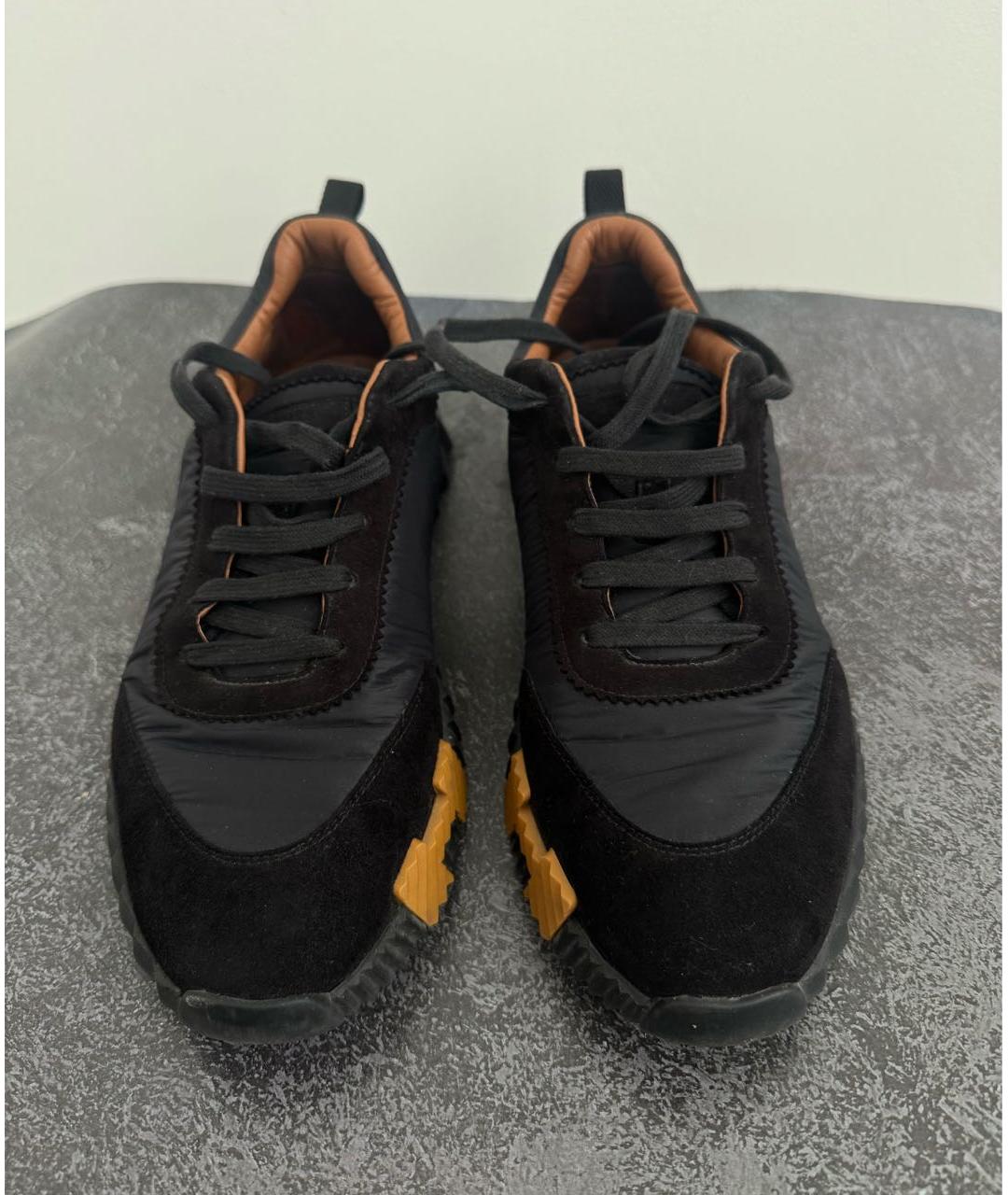 HERMES Черные замшевые низкие кроссовки / кеды, фото 2