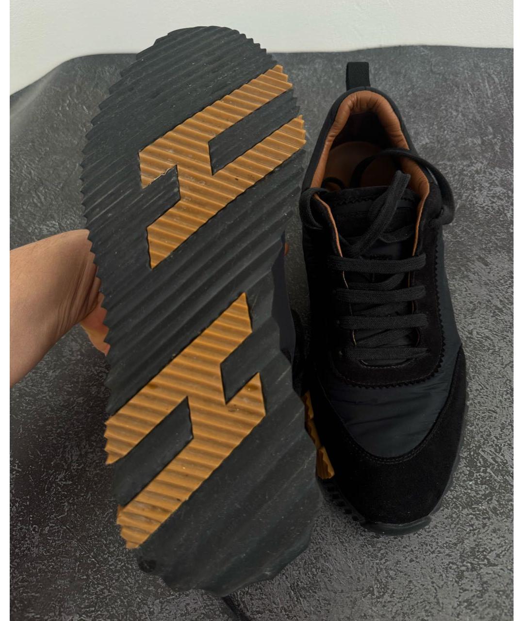 HERMES Черные замшевые низкие кроссовки / кеды, фото 4