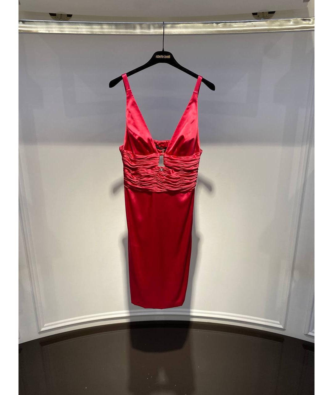 ROBERTO CAVALLI Красное шелковое коктейльное платье, фото 4