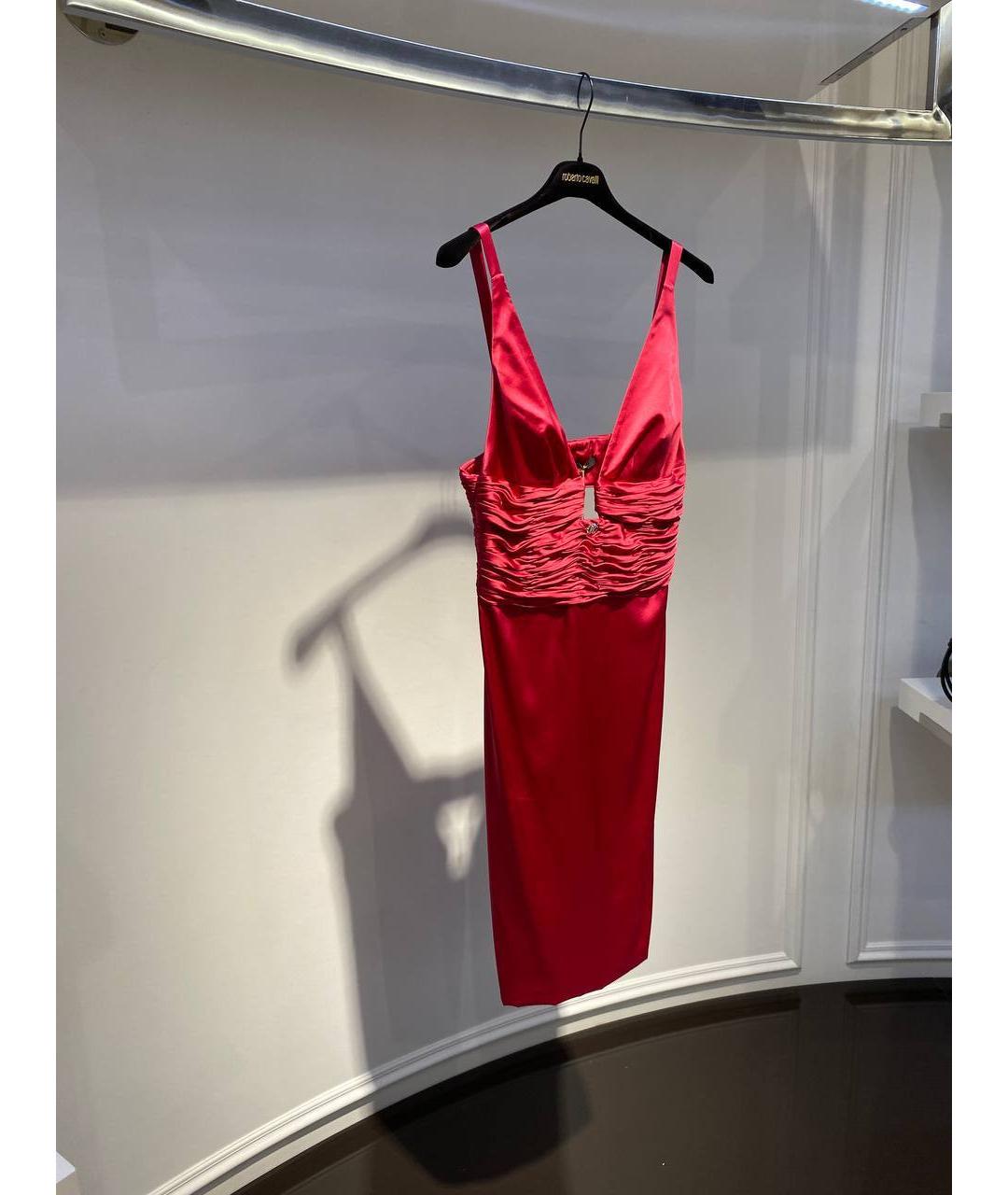 ROBERTO CAVALLI Красное шелковое коктейльное платье, фото 2