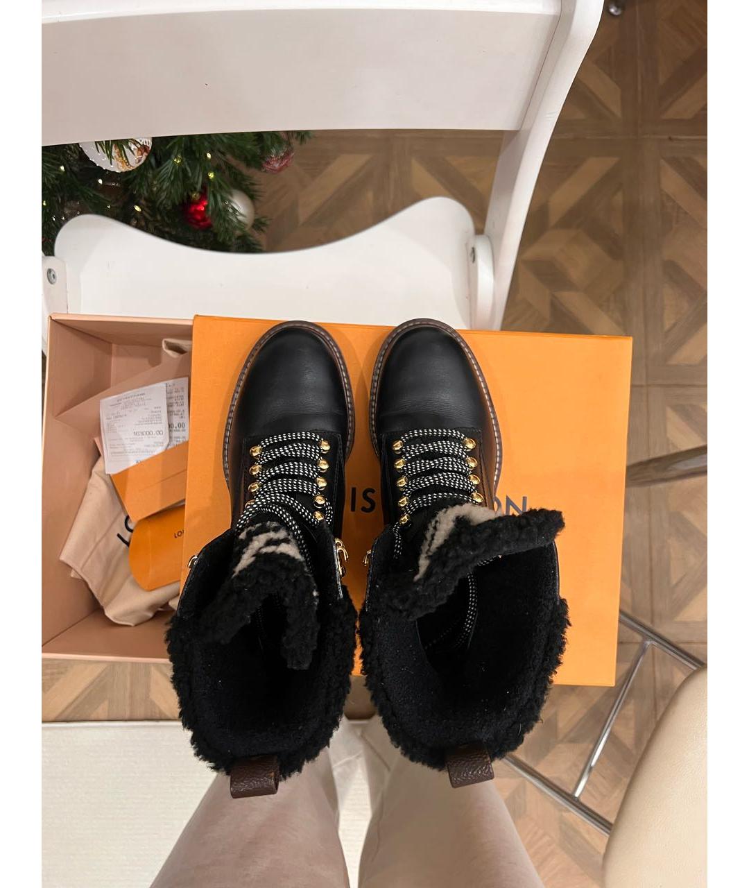 LOUIS VUITTON Черные кожаные ботинки, фото 3