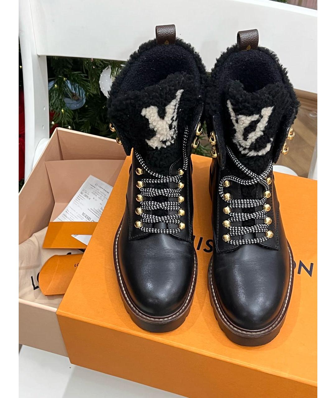 LOUIS VUITTON Черные кожаные ботинки, фото 2