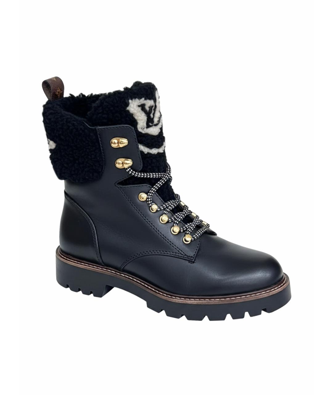 LOUIS VUITTON Черные кожаные ботинки, фото 1