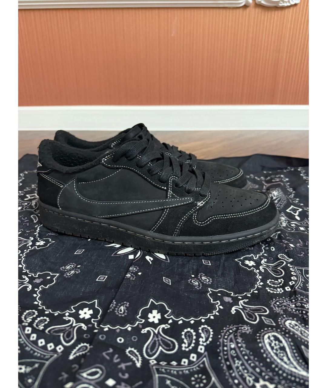 CACTUS JACK BY TRAVIS SCOTT Черные нубуковые низкие кроссовки / кеды, фото 5