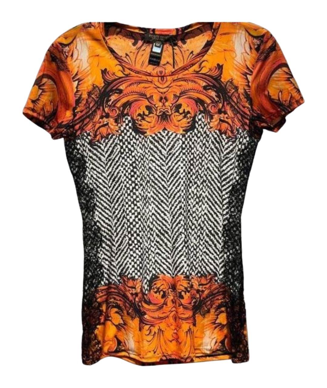 ROBERTO CAVALLI Оранжевая полиамидовая футболка, фото 1
