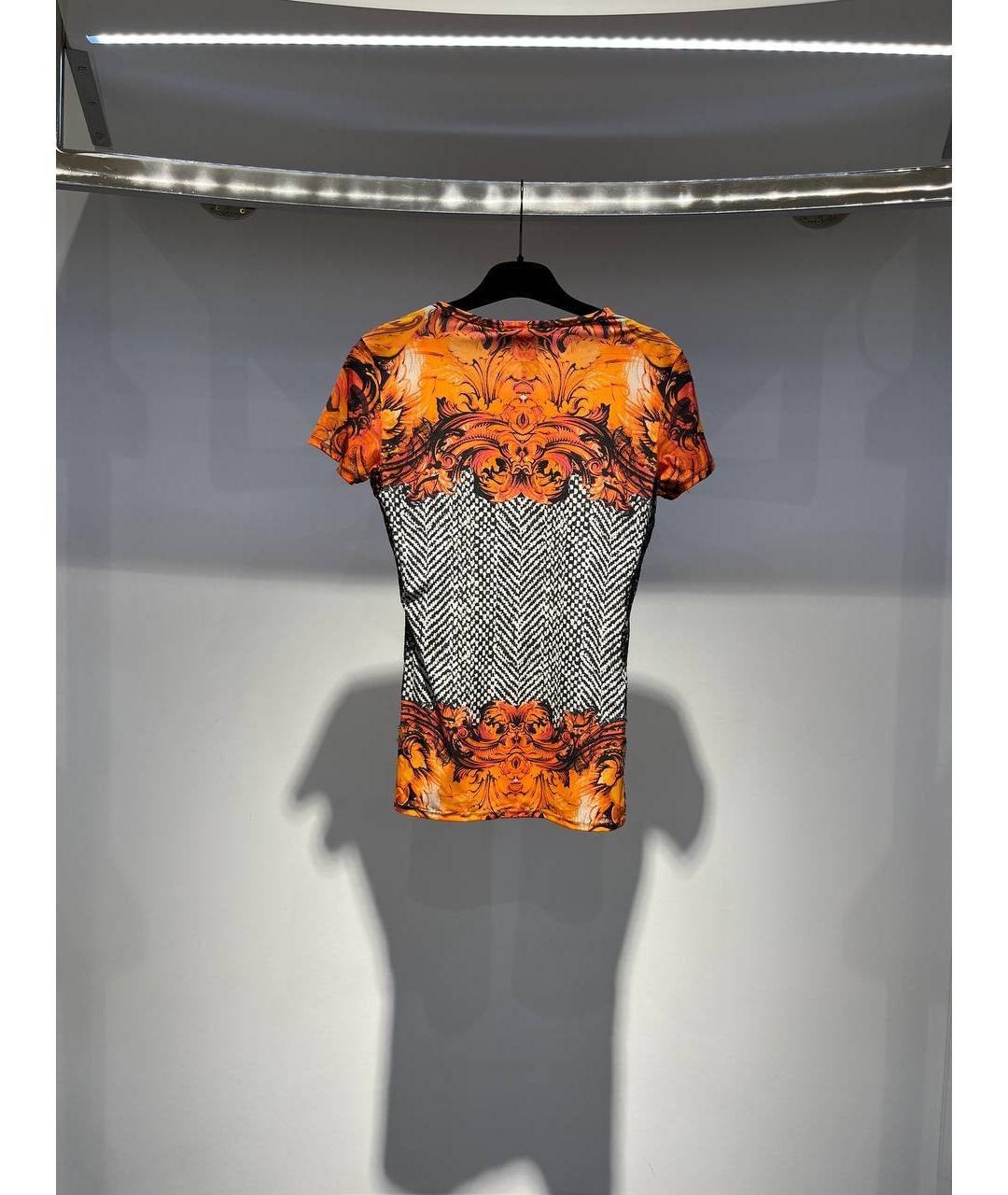 ROBERTO CAVALLI Оранжевая полиамидовая футболка, фото 3