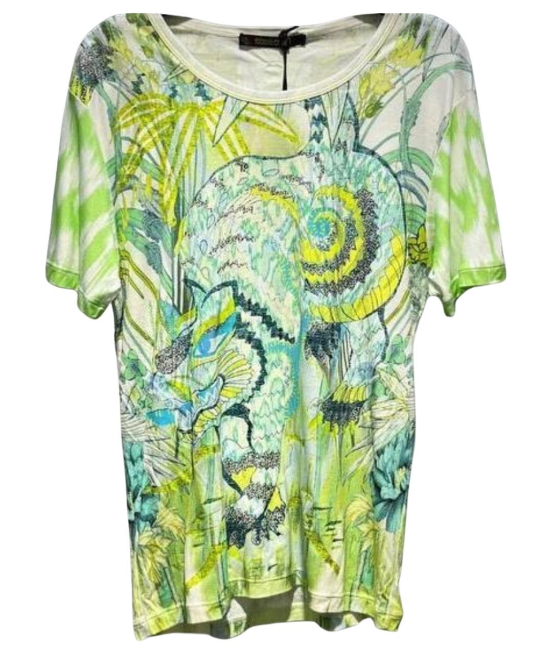ROBERTO CAVALLI Салатовая вискозная футболка, фото 1