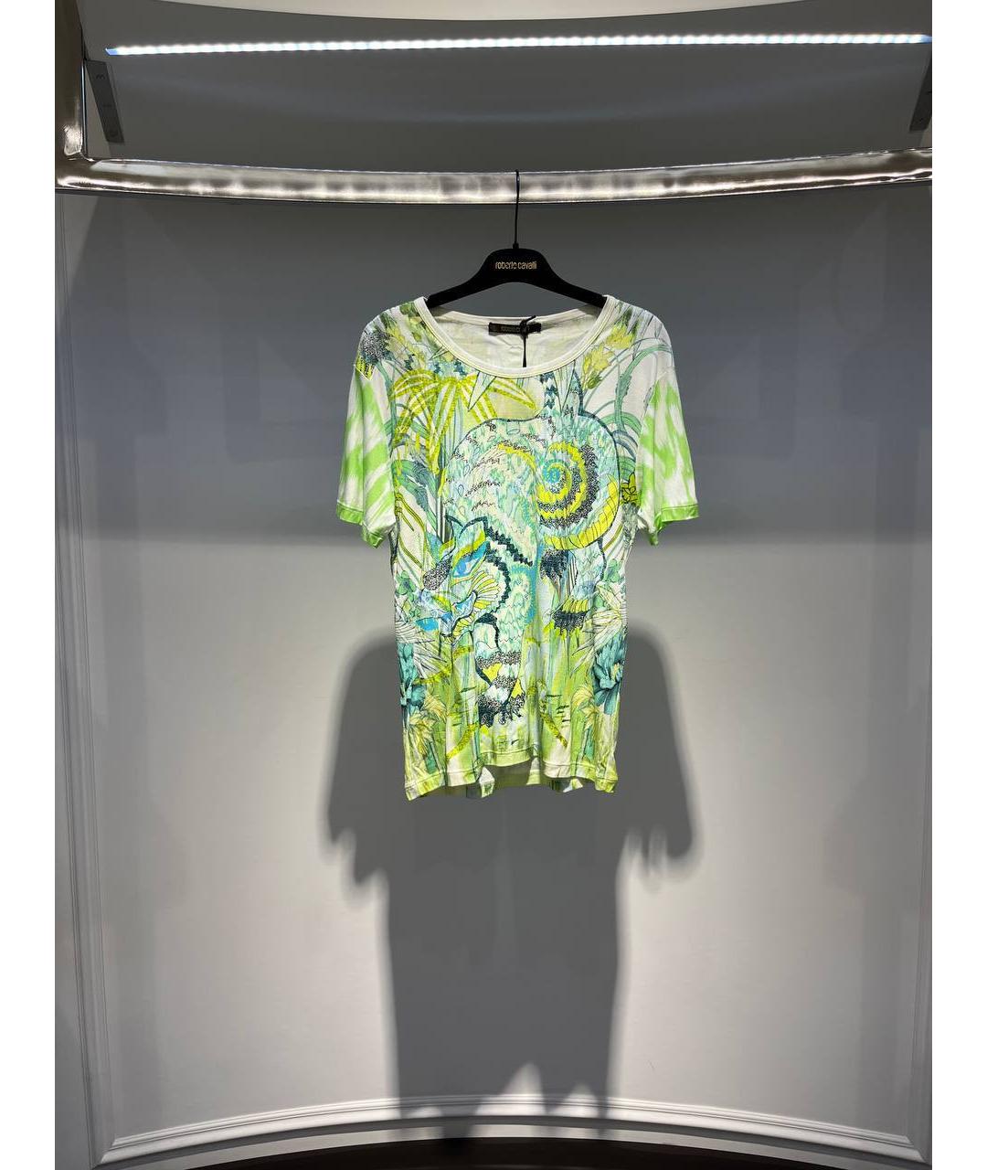 ROBERTO CAVALLI Салатовая вискозная футболка, фото 4
