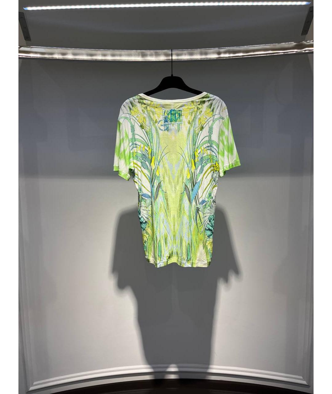ROBERTO CAVALLI Салатовая вискозная футболка, фото 3