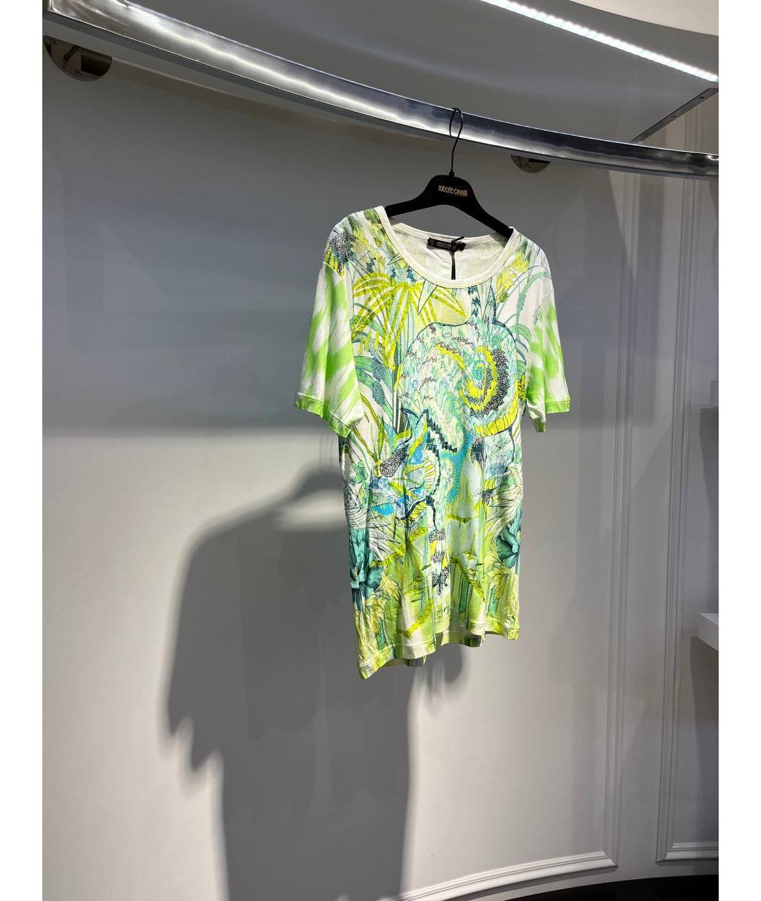 ROBERTO CAVALLI Салатовая вискозная футболка, фото 2