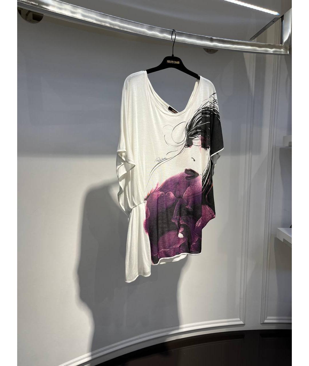 ROBERTO CAVALLI Белая вискозная футболка, фото 2