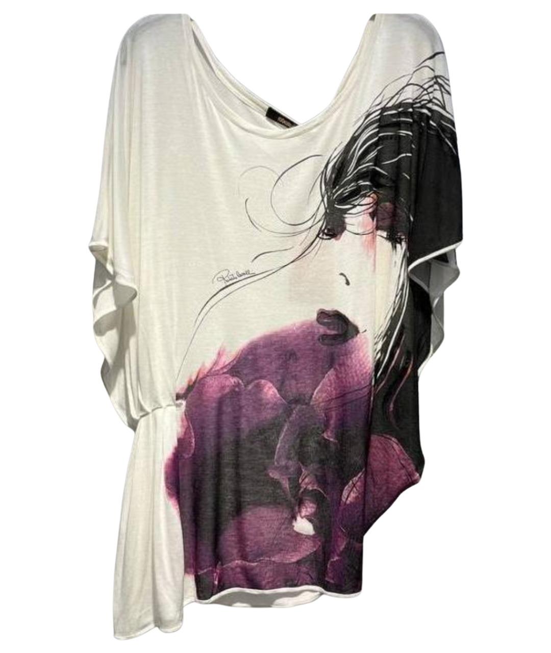 ROBERTO CAVALLI Белая вискозная футболка, фото 1