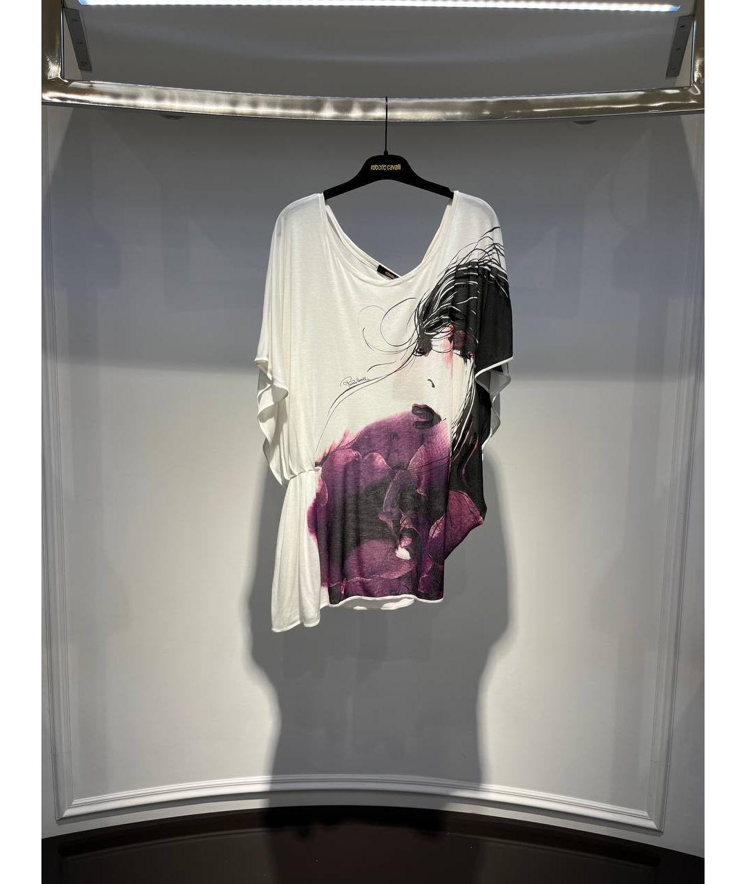 ROBERTO CAVALLI Белая вискозная футболка, фото 4