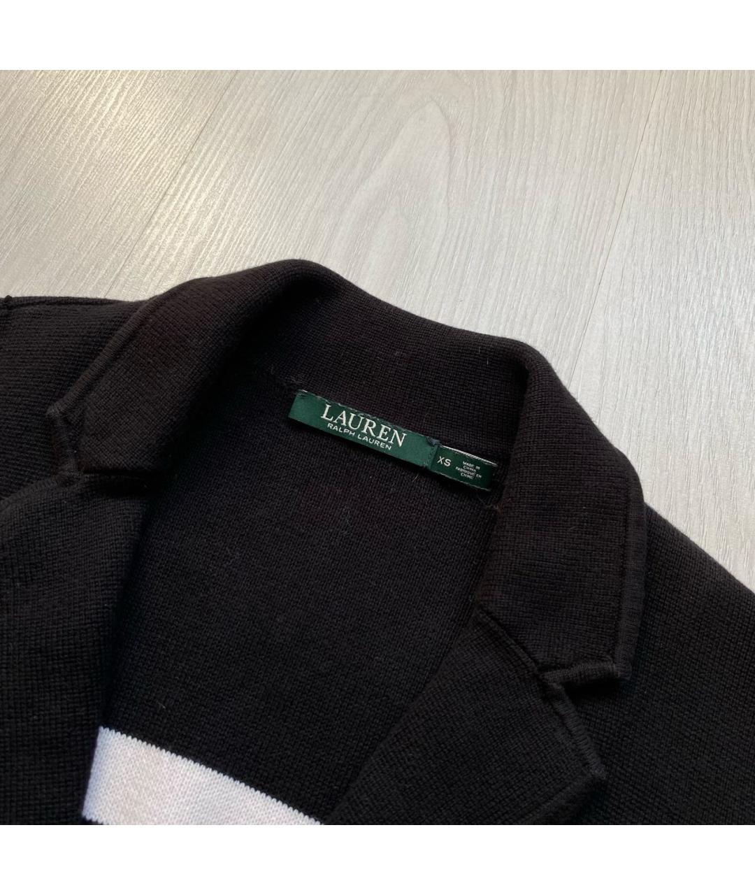 RALPH LAUREN Черный хлопковый кардиган, фото 3