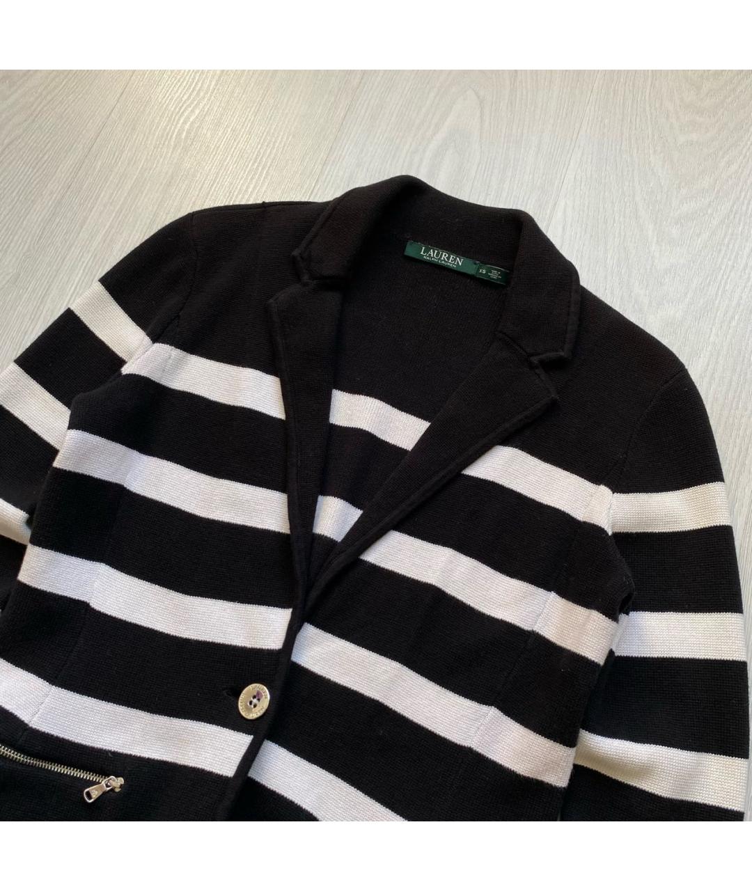 RALPH LAUREN Черный хлопковый кардиган, фото 2