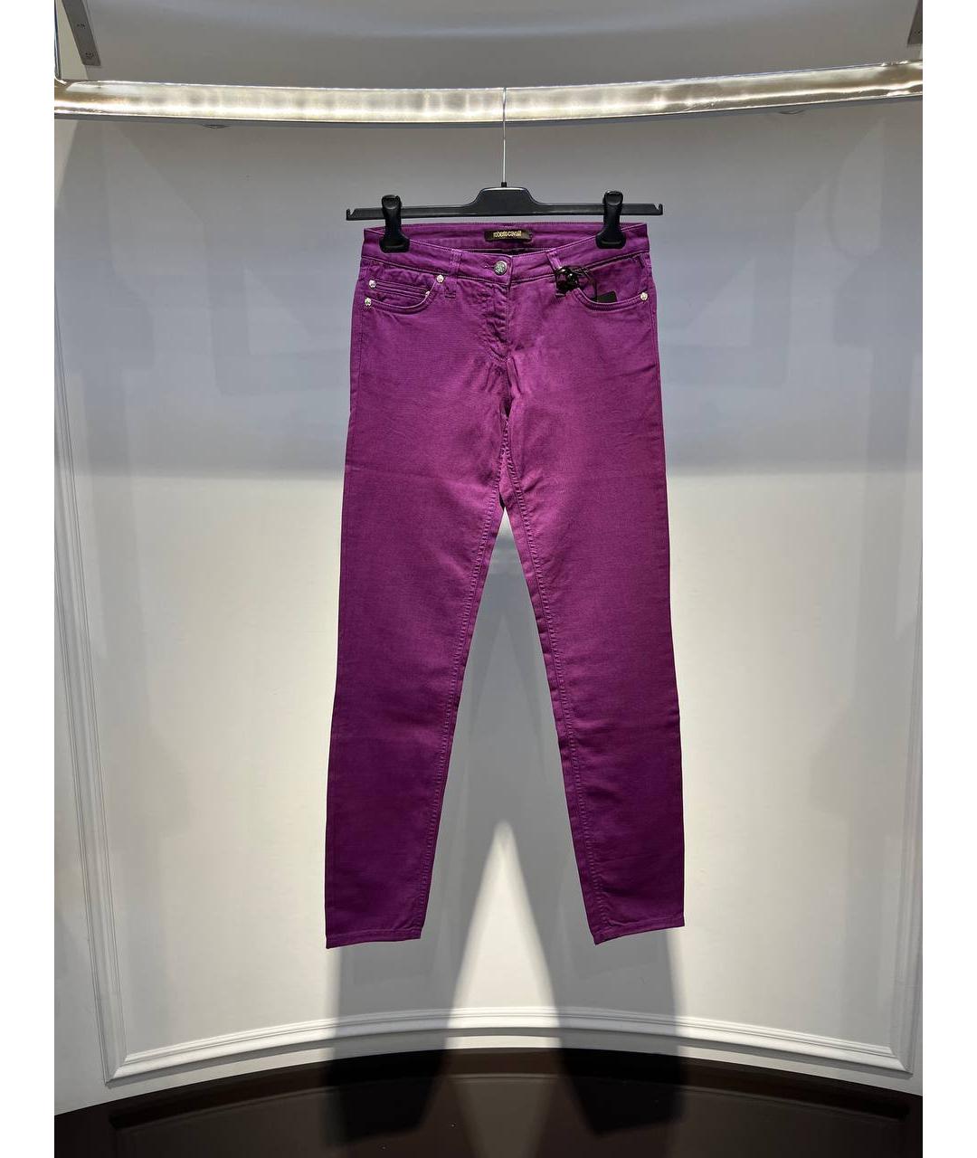 ROBERTO CAVALLI Фиолетовые хлопковые джинсы слим, фото 4
