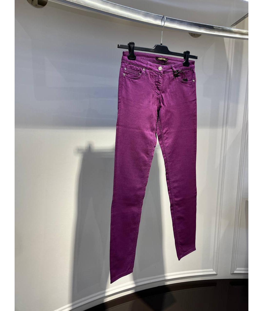ROBERTO CAVALLI Фиолетовые хлопковые джинсы слим, фото 2