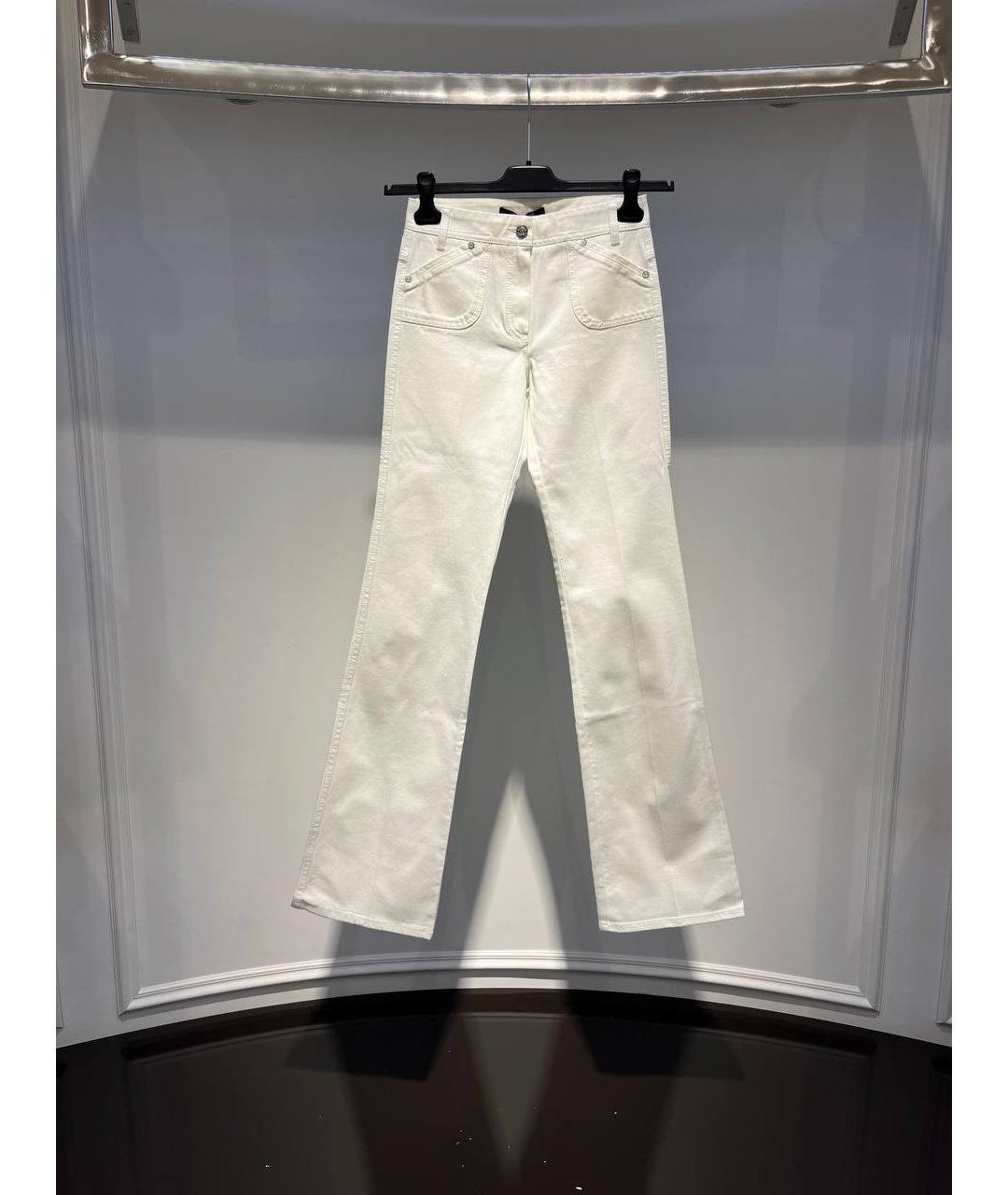 ROBERTO CAVALLI Белые хлопковые прямые джинсы, фото 4