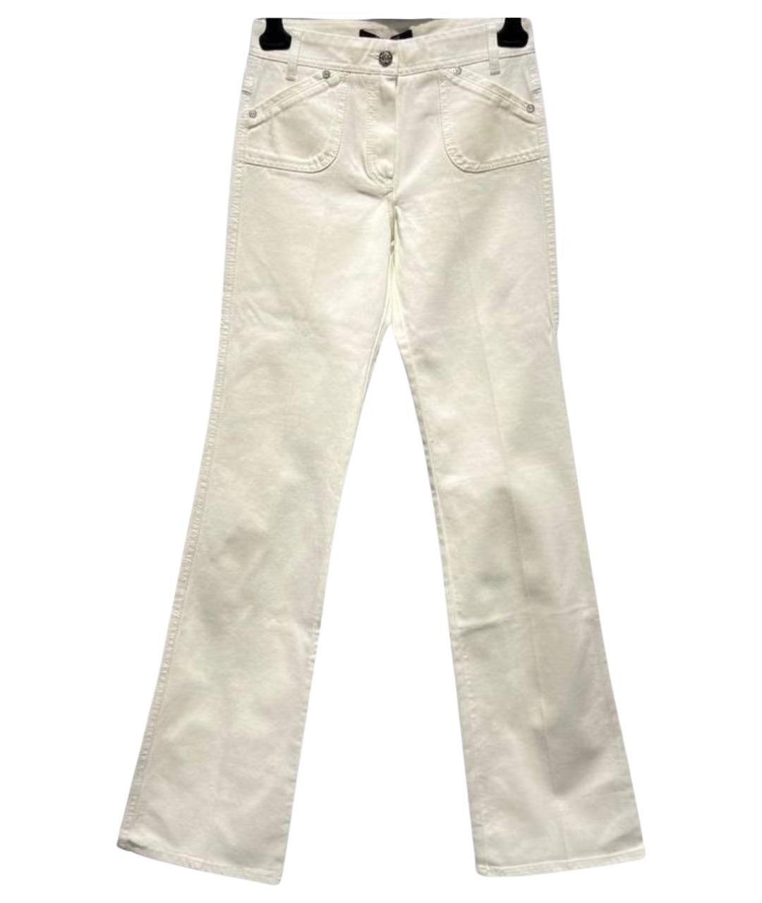 ROBERTO CAVALLI Белые хлопковые прямые джинсы, фото 1