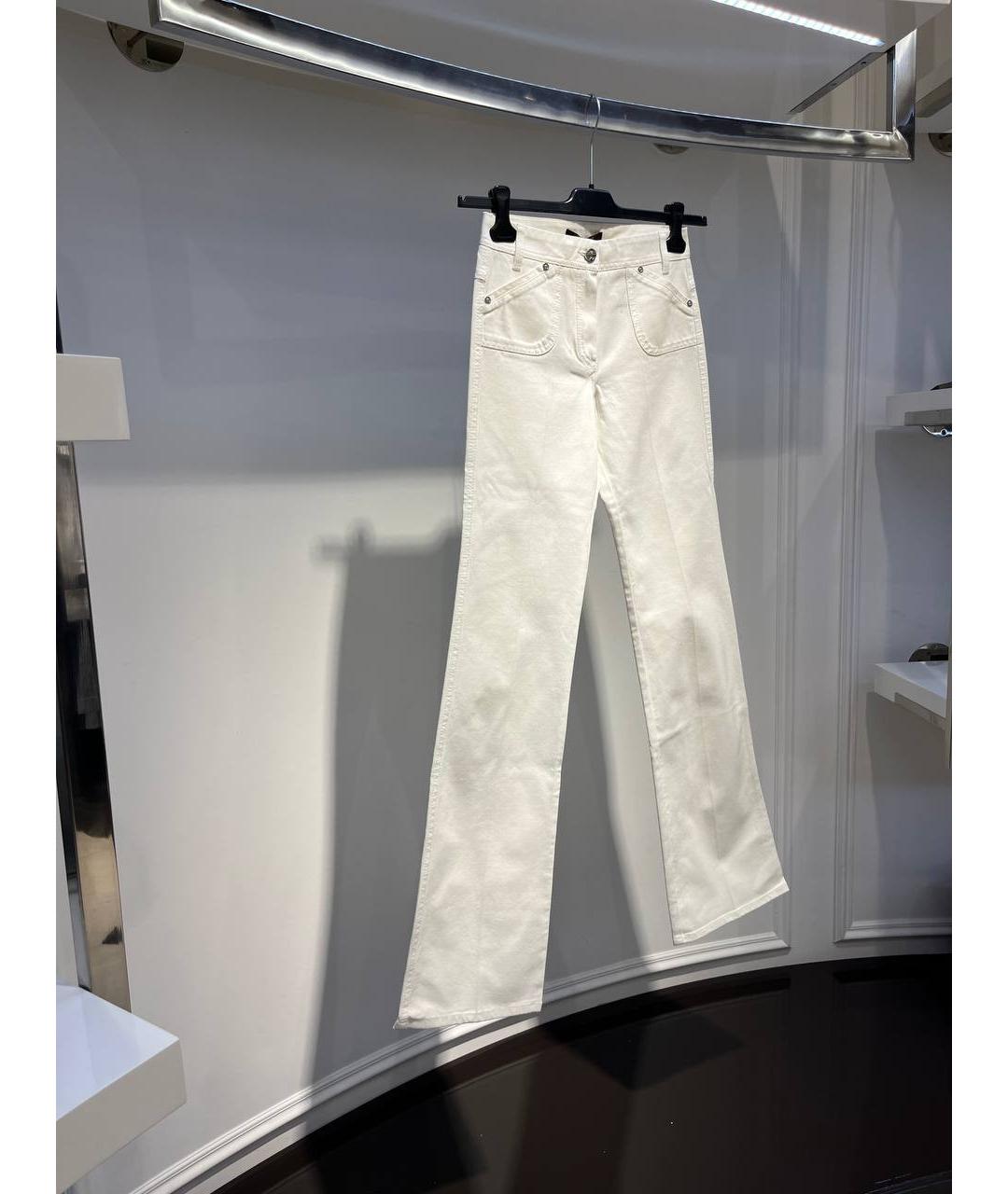 ROBERTO CAVALLI Белые хлопковые прямые джинсы, фото 2