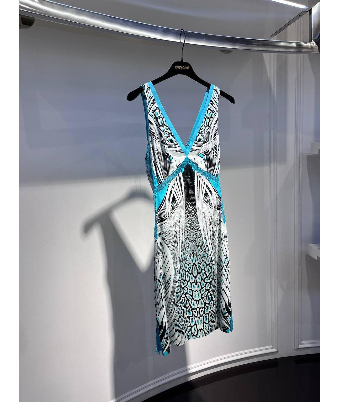ROBERTO CAVALLI Голубое вискозное коктейльное платье, фото 2