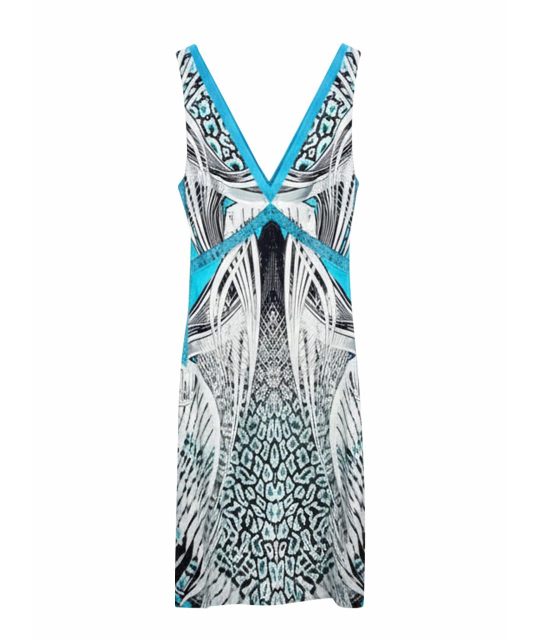 ROBERTO CAVALLI Голубое вискозное коктейльное платье, фото 1