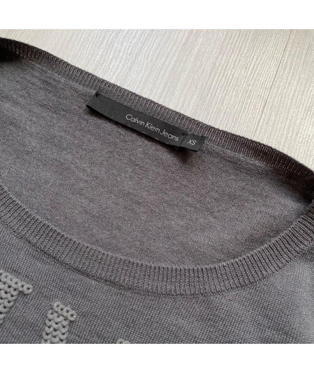 CALVIN KLEIN Антрацитовый шерстяной джемпер / свитер, фото 3