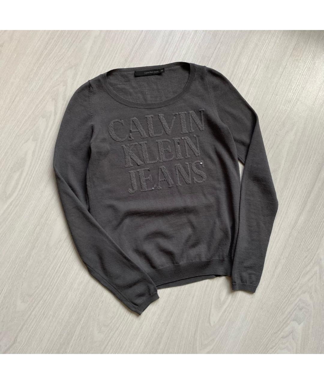 CALVIN KLEIN Антрацитовый шерстяной джемпер / свитер, фото 4