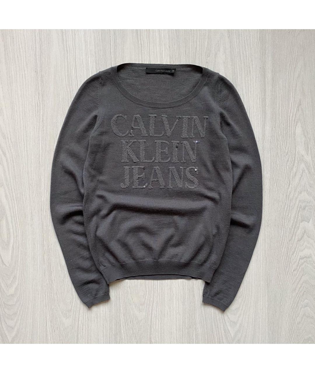 CALVIN KLEIN Антрацитовый шерстяной джемпер / свитер, фото 6