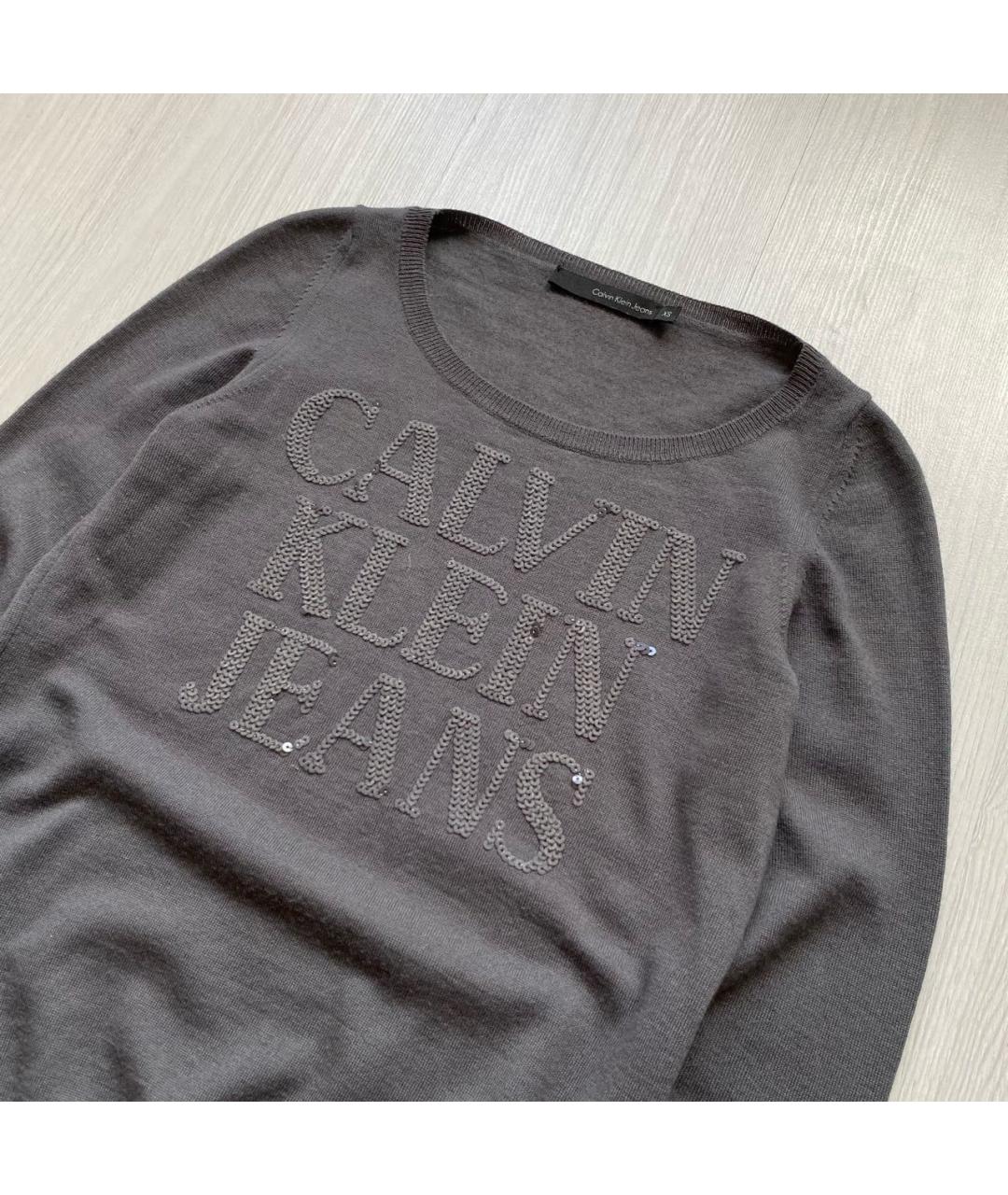 CALVIN KLEIN Антрацитовый шерстяной джемпер / свитер, фото 2