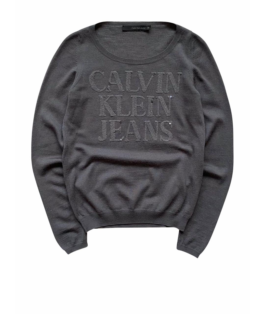 CALVIN KLEIN Антрацитовый шерстяной джемпер / свитер, фото 1