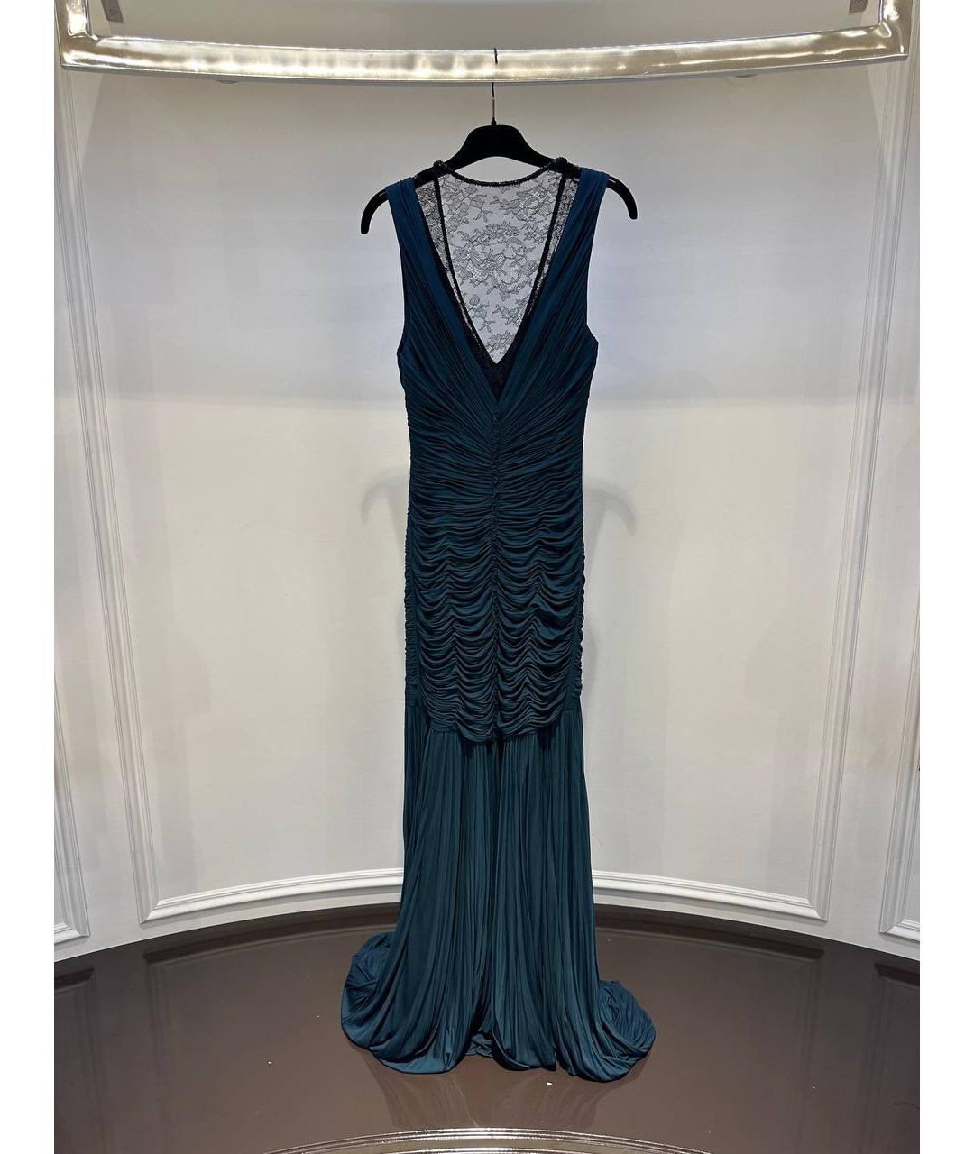 ROBERTO CAVALLI Бирюзовое шелковое вечернее платье, фото 3