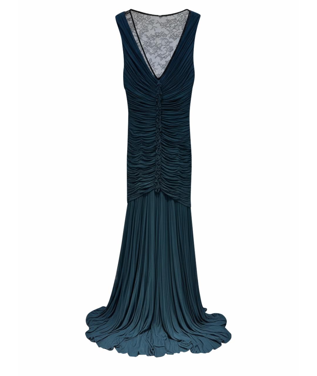 ROBERTO CAVALLI Бирюзовое шелковое вечернее платье, фото 1