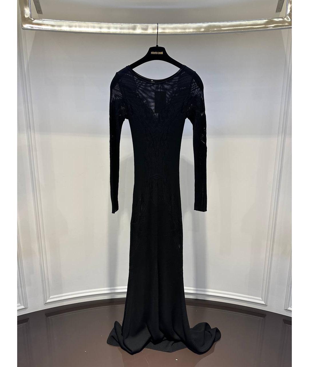 ROBERTO CAVALLI Черное шерстяное вечернее платье, фото 4