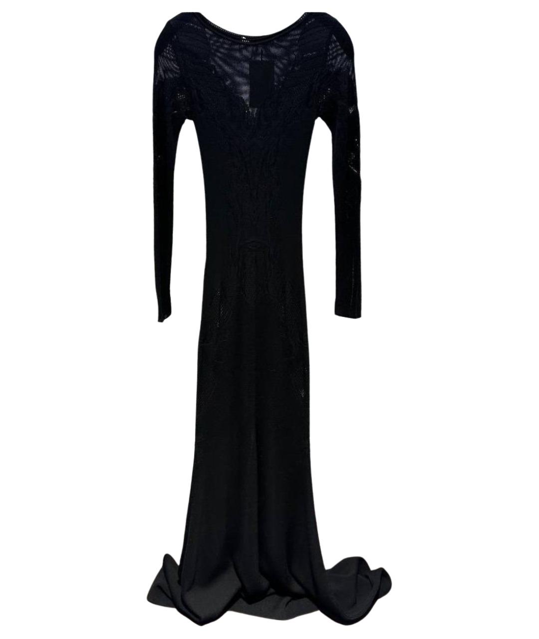 ROBERTO CAVALLI Черное шерстяное вечернее платье, фото 1