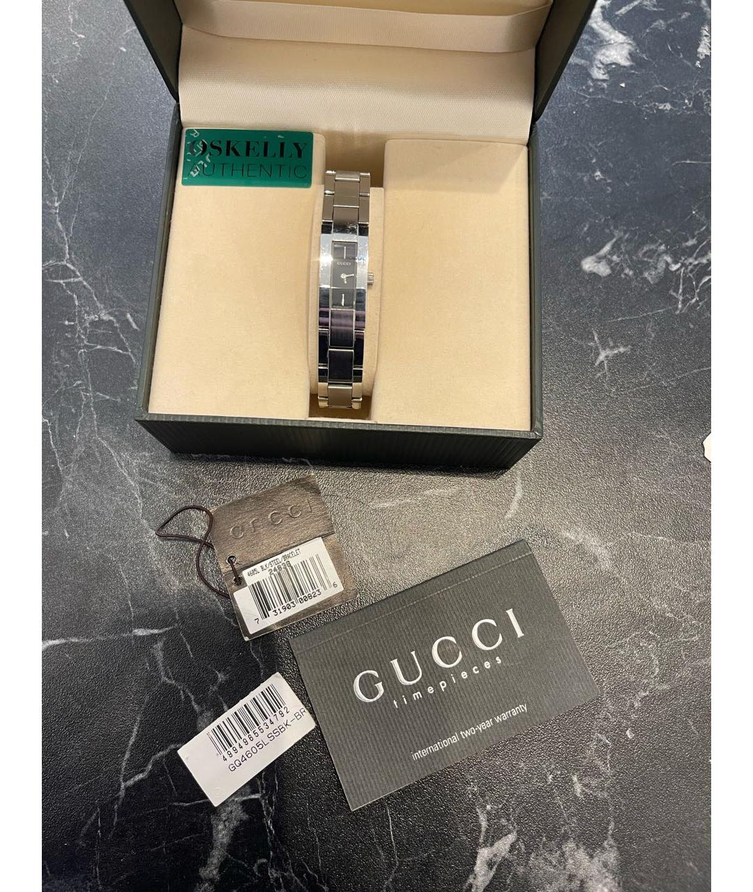 GUCCI Серебряные металлические часы, фото 5