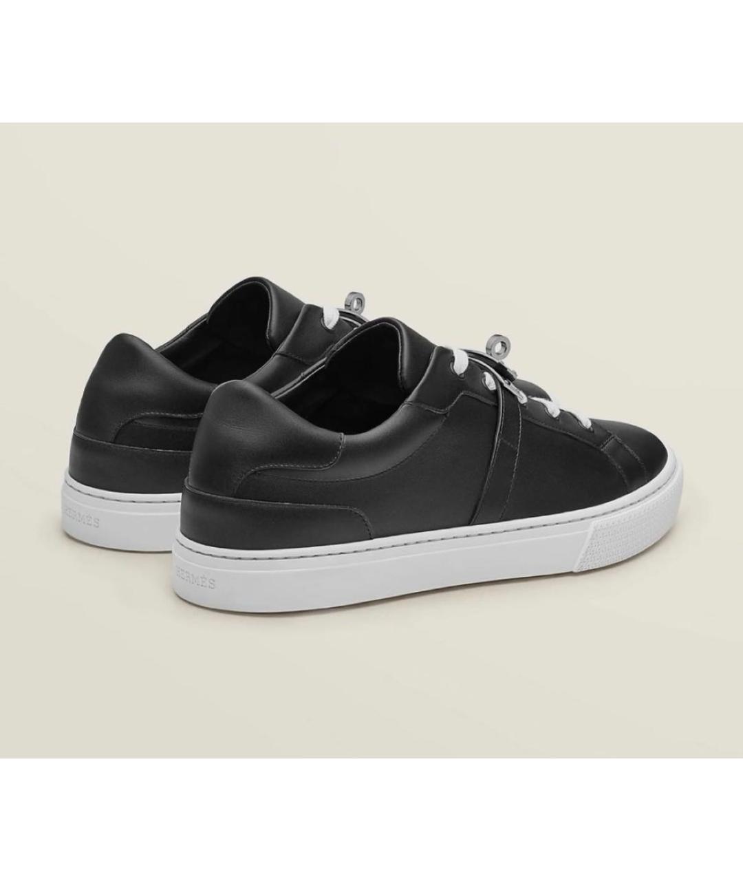 HERMES Черные кожаные низкие кроссовки / кеды, фото 4