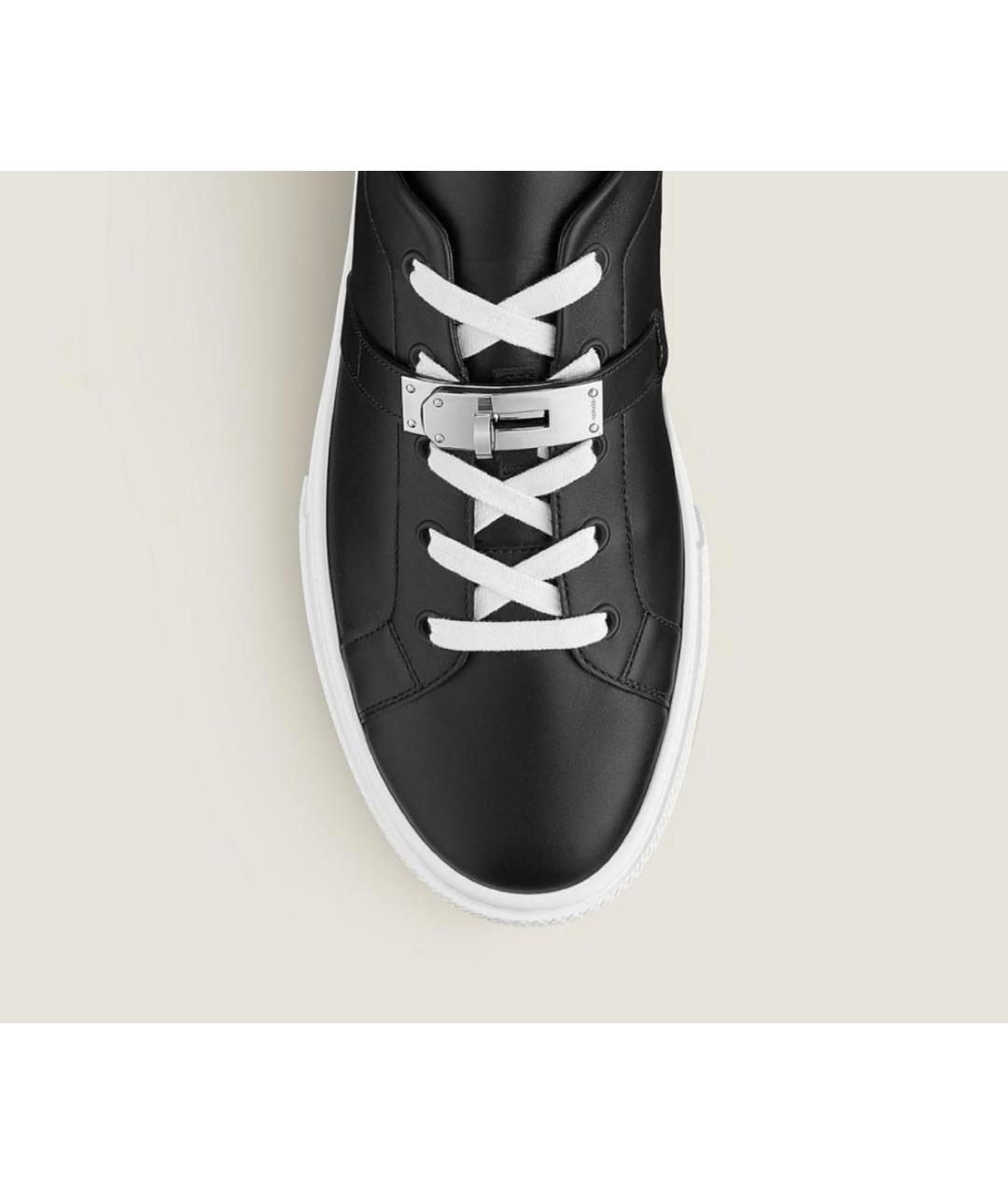 HERMES Черные кожаные низкие кроссовки / кеды, фото 3