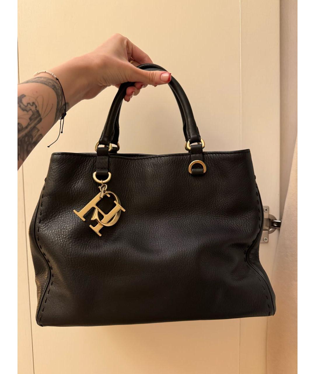 CAROLINA HERRERA Черная кожаная сумка тоут, фото 8