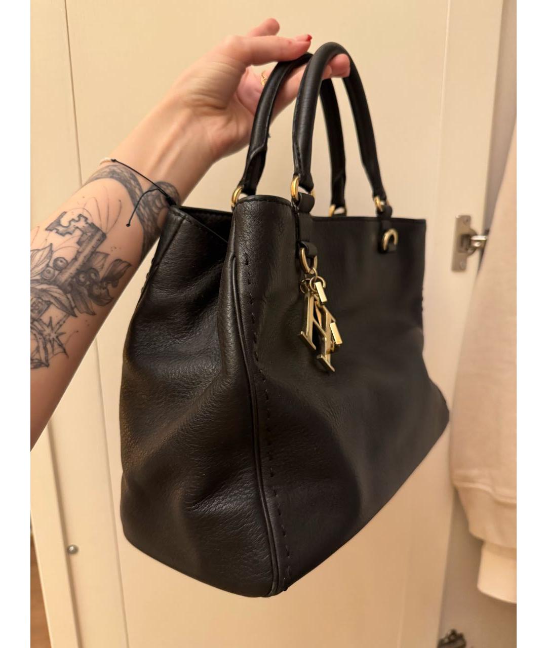 CAROLINA HERRERA Черная кожаная сумка тоут, фото 2