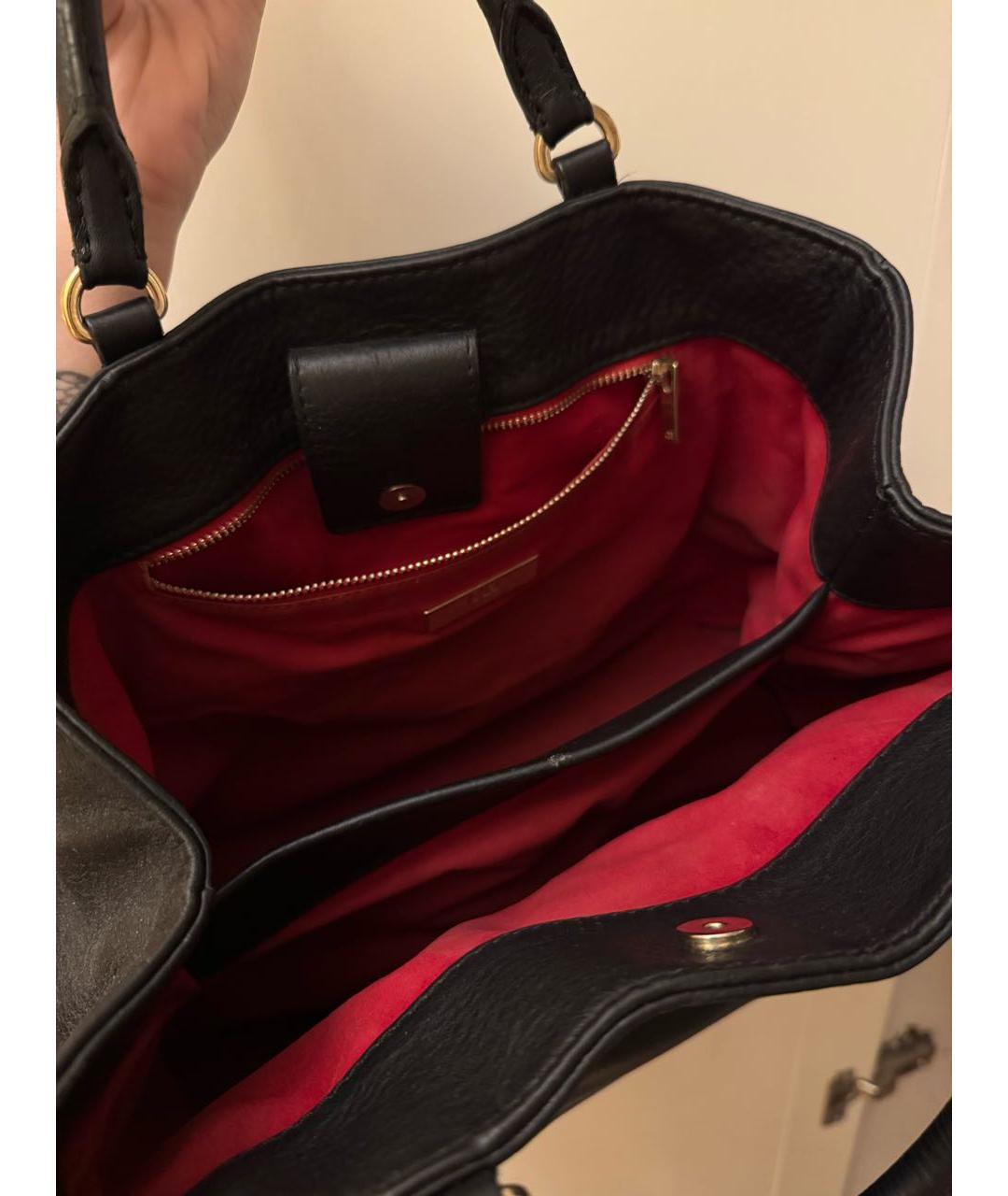 CAROLINA HERRERA Черная кожаная сумка тоут, фото 4