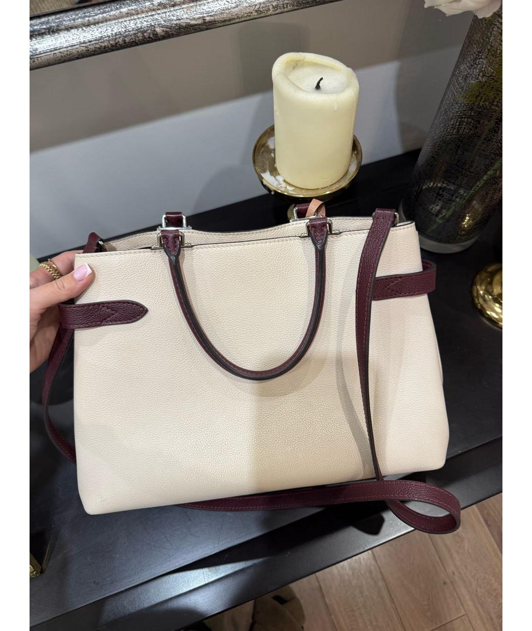 LOUIS VUITTON Бежевая кожаная сумка с короткими ручками, фото 3